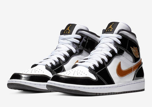 Air Jordan 1 MID PATENT Leather Release in Black and Gold 36-46-4679362e